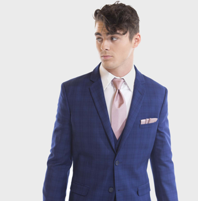 Avanti Plaid Blue Suit by Mark of Distinction