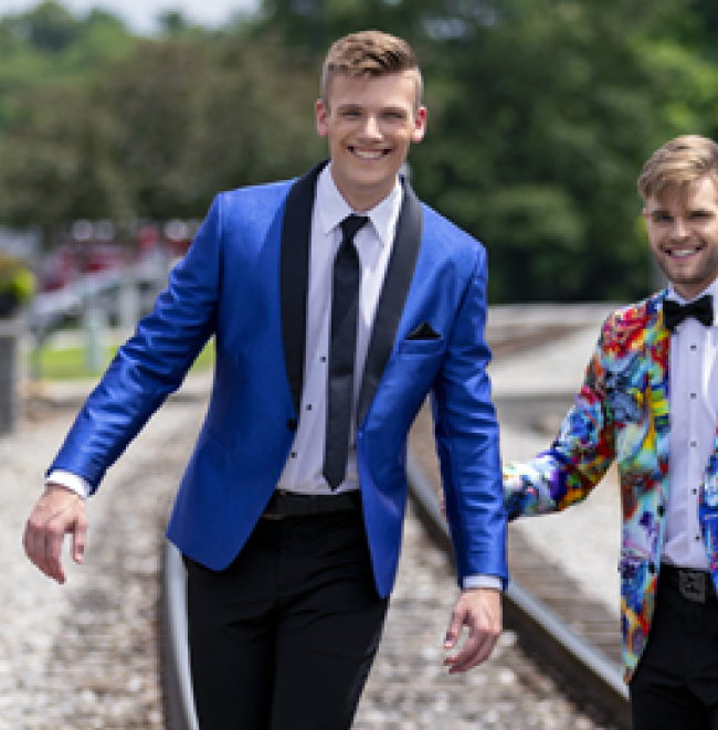 Starlight Royal Lame Blue Suit by Mark of Distinction