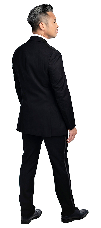 Back view of the Black Two Button Notch Tuxedo