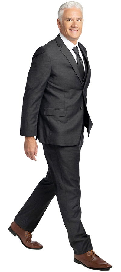 Man walking in the Houston Charcoal Dark Grey Suit