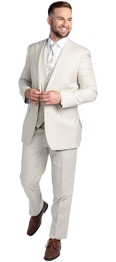 Front view of the Dominic Cream Suit