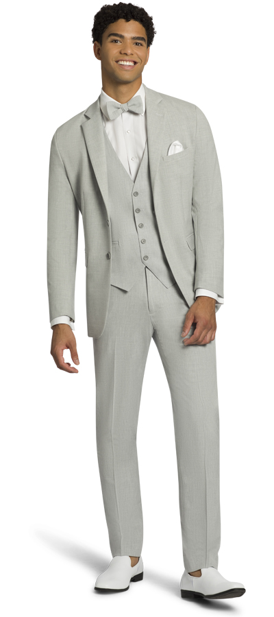 Light Grey Two Button Notch Suit