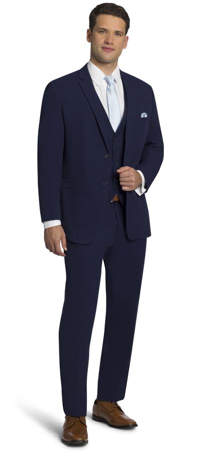 Navy Two Button Notch Suit