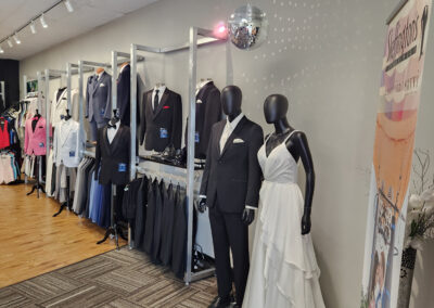 Skeffingtons Omaha in store Suit and Tux Rental display