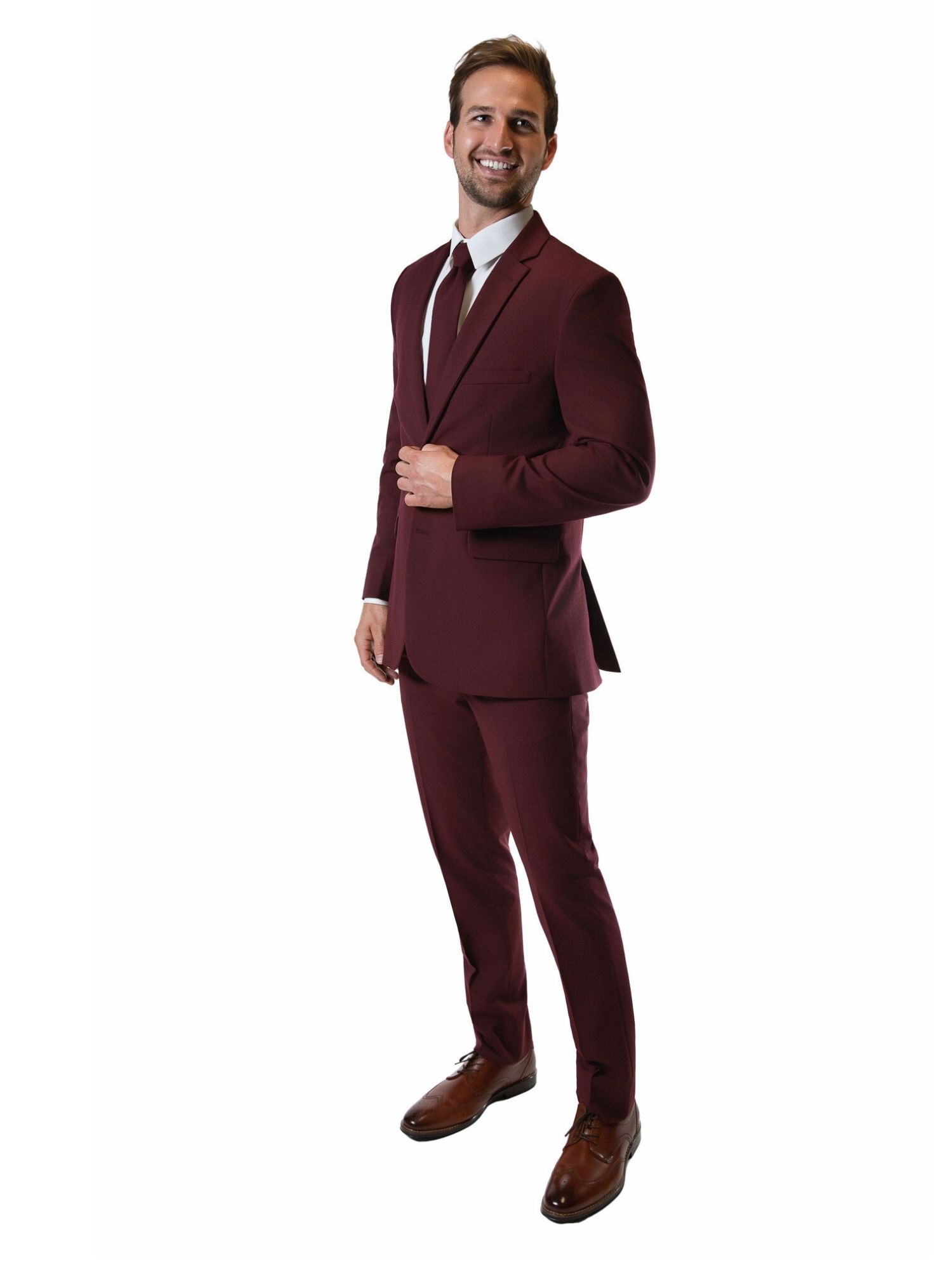 Burgundy Notch Lapel Suit 3 - Skeffingtons Formal Wear