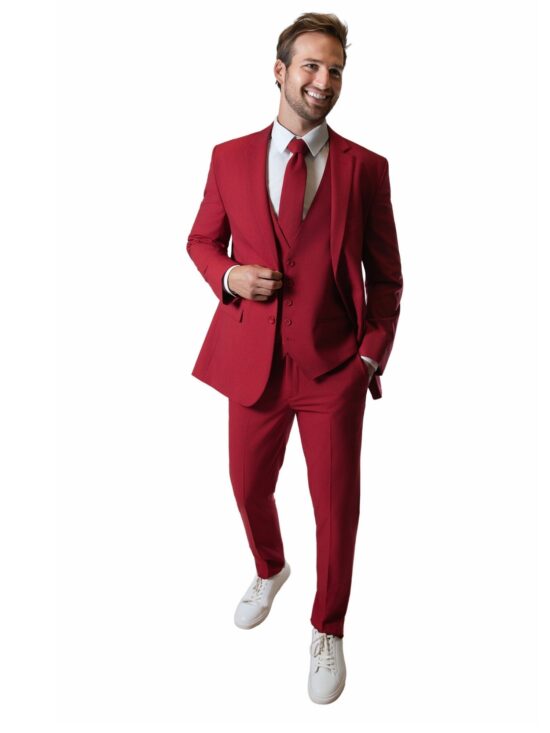 Red Notch Lapel Suit