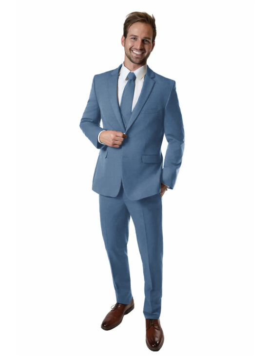 Slate Blue Notch Lapel Suit